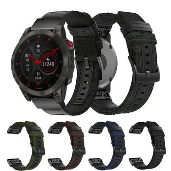 22mm Nailon Nahk Watchband Eest Garmin Fenix 7 6 5 Pluss/EPIX/Instinkt 2/MARQ/Lähenemine S62/945 935 Smart Watch Easy Fit Käevõru