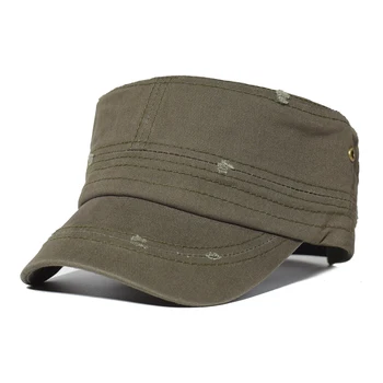 Tahke Puuvill Sõjaväe Mütsid Mehed Õnnetud Müts Reguleeritav Kadett Armee Mütsid Unikaalne Disain Vintage Korter Ülemine Kork
