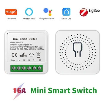 Zigbee3.0 Tuya MINI Smart Switch koduautomaatika Moodulid 16A 2-way Kontroll-Taimer Töötab Alexa Google ' i Kodu Smart Elu APP