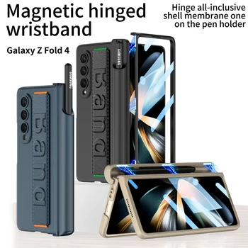 Põrutuskindel Randme Bänd Matt Case For Samsung Galaxy Z Fold3 4 Magnet Hinge Pliiatsi Omanik Ultra-õhuke Juhul+Klaas Film Murra 3 4
