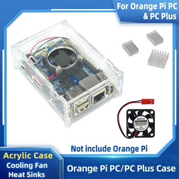 Oranž Pi PC Akrüül Juhul Selge, Läbipaistev Kest Kasti Vabatahtlik jahutusventilaator Heatsink ühildub Oranž Pi PC Plus