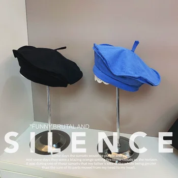 Naine disainer isiksuse pop sümbol müts müts 2021 uus mood stiilis sinine ja must ja valge kõrvits müts vabaaja maalikunstnik müts
