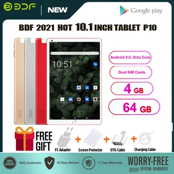 BDF 10 Tolline Tahvelarvuti Android 9.0 Okta Core IPS 4GB RAM, 64GB ROM Mobiiltelefoni, Sülearvuti Tabletid 3G Dual SIM Telefoni Kõne Tabletid 10.1