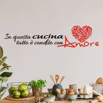 Itaalia Kõike On Kogenud Armastust Südame Seina Kleebis Köök Söögituba Pere Armastus Quote Seina Vinüül Decal Home Decor